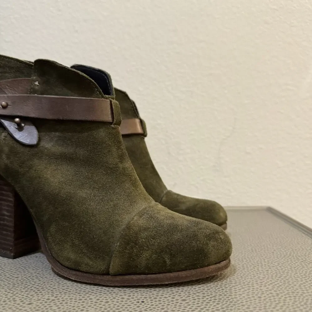 Rag & Bone Ankle Boots Womens Shoes size EU40 Harrow Green Suede Leather Booties